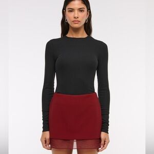 Abercrombie & Fitch Red Sheer Hem Mini Skort